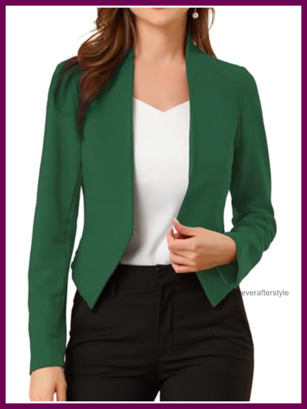 Womens Cropped Blazer Collarless Open Front Business Casual Suit Jacket